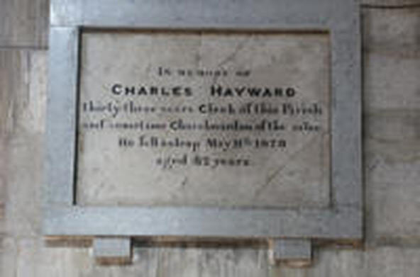 Charles Hayward's memorial in the Parish Church 